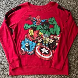 Marvel Avengers Super Hero 39 Long Crew Top Sz Women Large